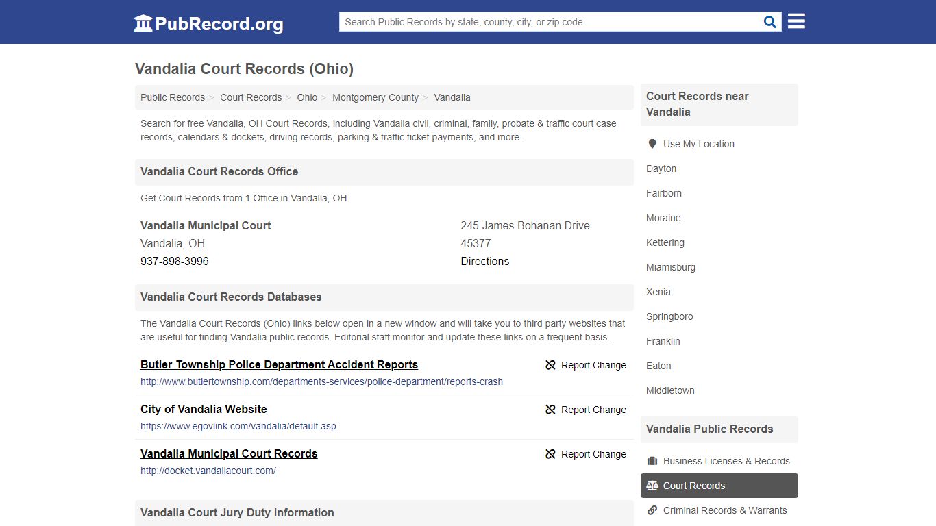 Free Vandalia Court Records (Ohio Court Records)