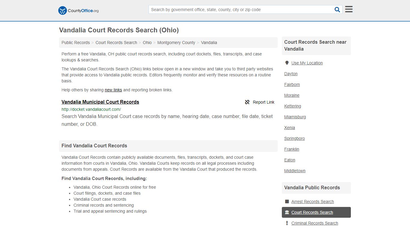 Court Records Search - Vandalia, OH (Adoptions, Criminal ...